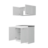 Cocina Zurich Blanco 100 cm con Mesón de Acero y Cuatro Puertas Abatibles - Combos Cocina | Bylmo