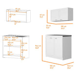 Cocina Zurich Blanco 100 cm con Mesón de Acero y Cuatro Puertas Abatibles - Combos Cocina | Bylmo
