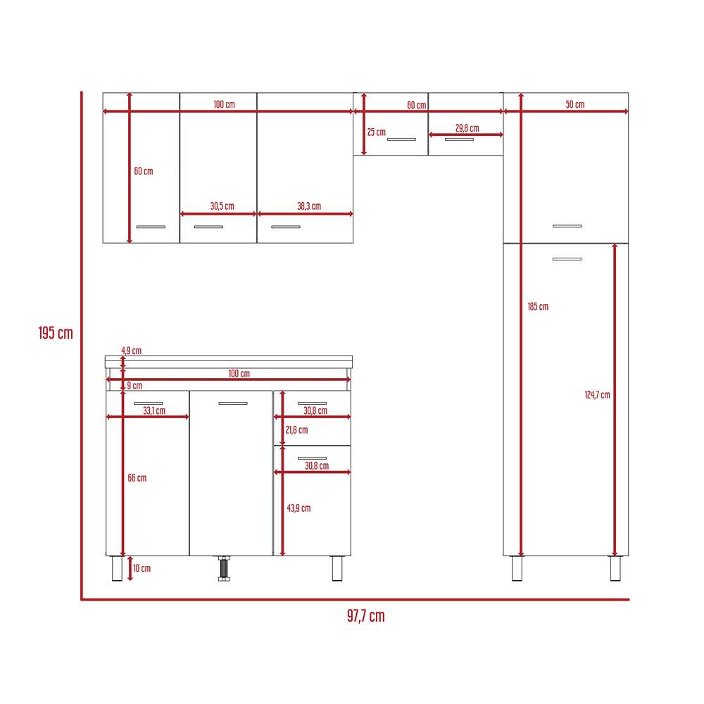 Cocina Volare Wengue 250 cm Izquierda - Cocinas | Bylmo