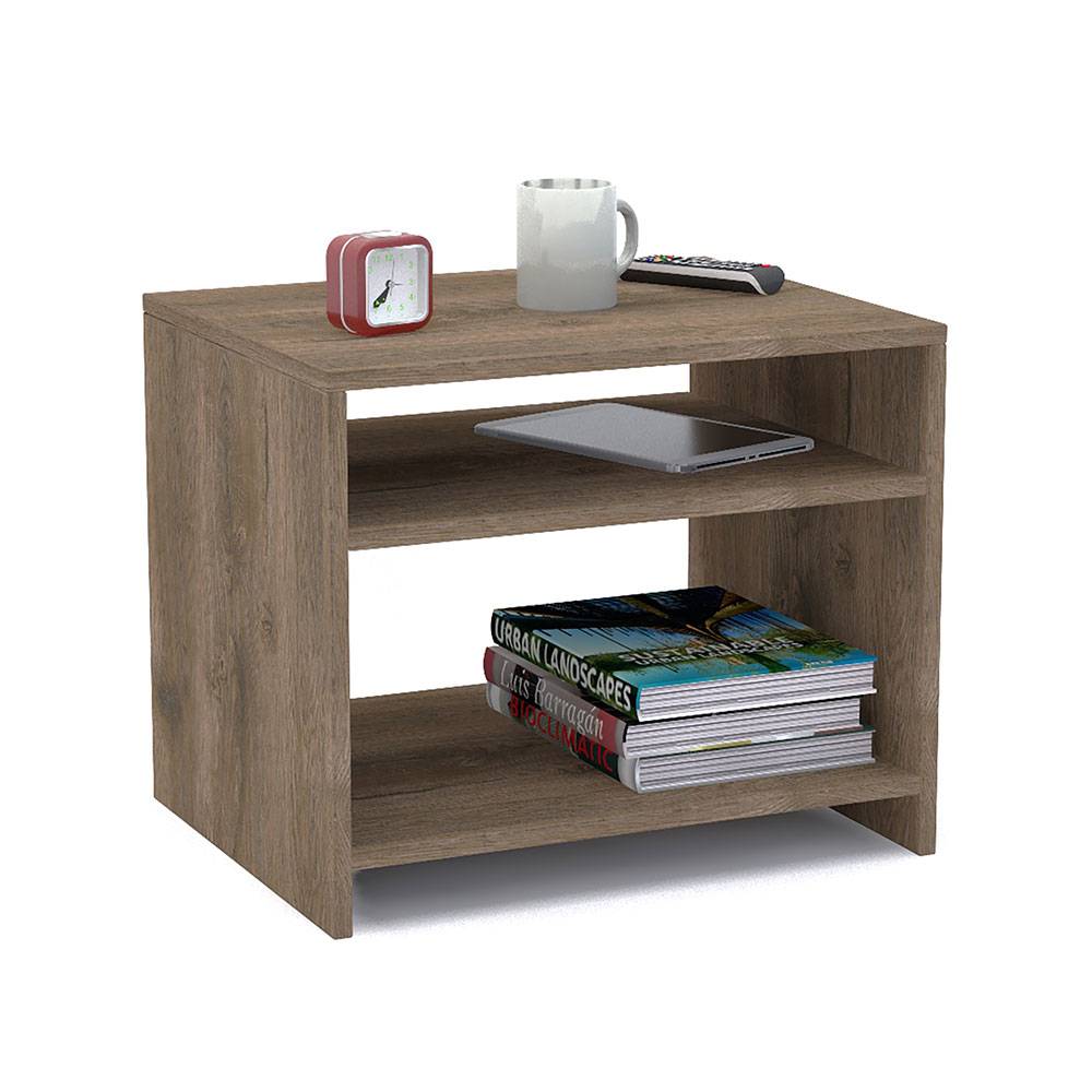 Combo 2 Mesas de Noche Aragón Nogal 50 cm con Entrepaño - Mesas de Noche | Bylmo