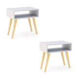 Combo 2 Mesas de Noche Asturias Blanco 50 cm con Entrepaño - Mesas de Noche | Bylmo