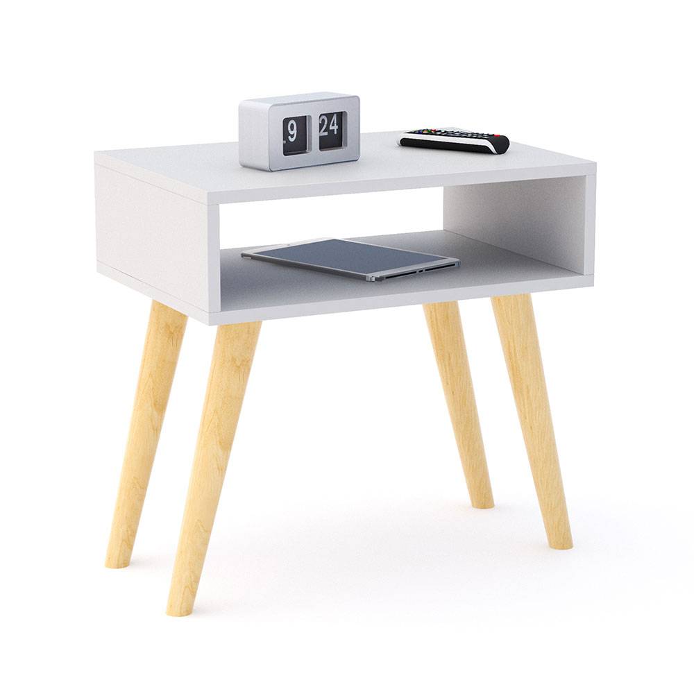 Combo 2 Mesas de Noche Asturias Blanco 50 cm con Entrepaño - Mesas de Noche | Bylmo