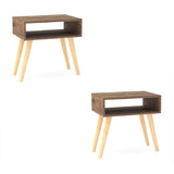 Combo 2 Mesas de Noche Asturias Nogal 50 cm con Entrepaño - Mesas de Noche | Bylmo