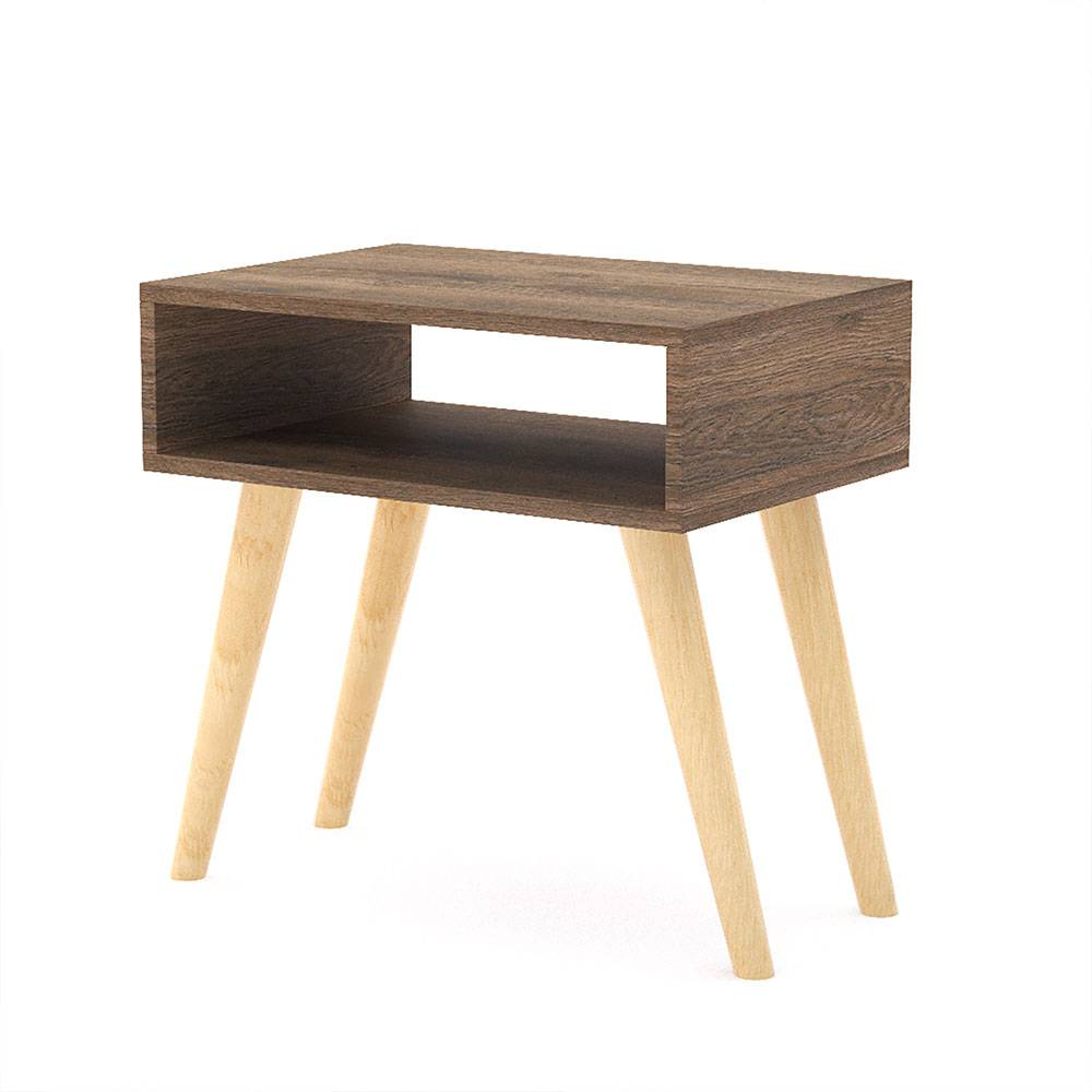 Combo 2 Mesas de Noche Asturias Nogal 50 cm con Entrepaño - Mesas de Noche | Bylmo