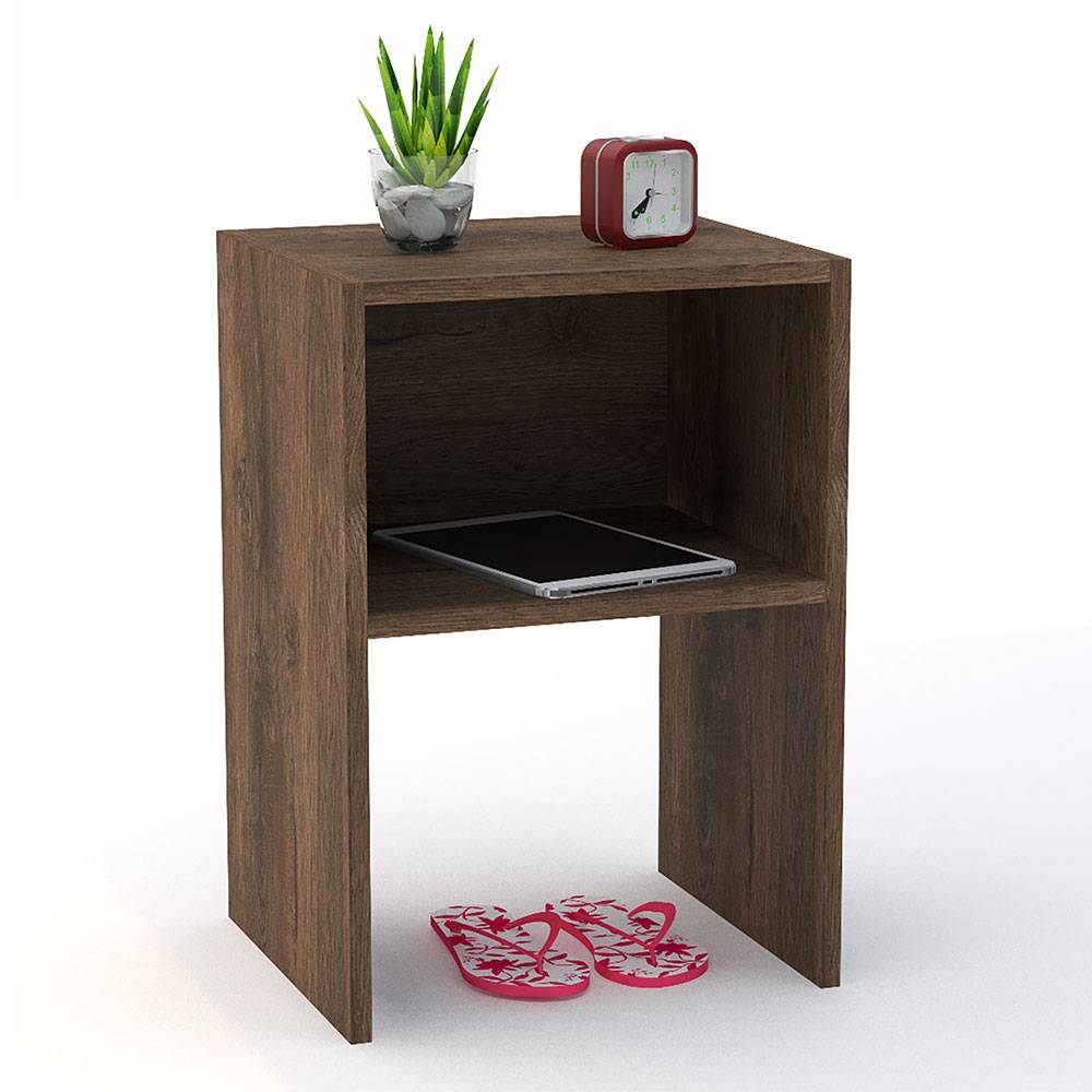 Combo 2 Mesas de Noche Fontana Nogal 35 cm con Entrepaño - Mesas de Noche | Bylmo