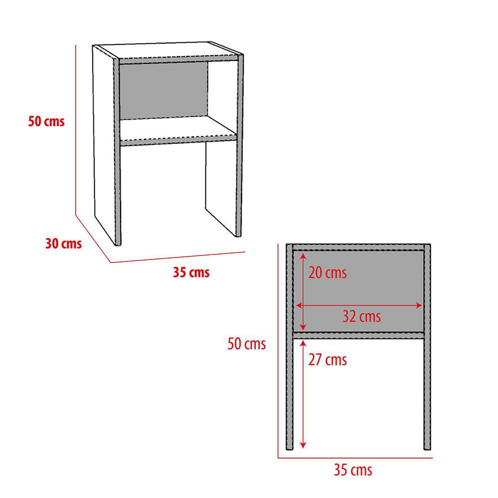 Combo 2 Mesas de Noche Fontana Nogal 35 cm con Entrepaño - Mesas de Noche | Bylmo