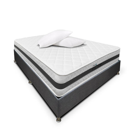 Combo Base Cama y Colchón DreamOn Pictor Gris Doble 140 cm Rectangular con Dos Almohadas - Combos Habitacion | Bylmo