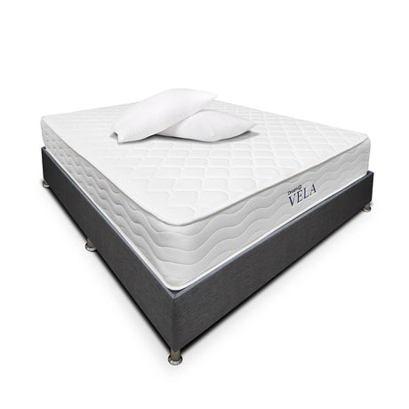 Combo Base Cama y Colchón DreamOn Vela Gris Doble 140 cm Rectangular con Dos Almohadas - Combos Habitacion | Bylmo