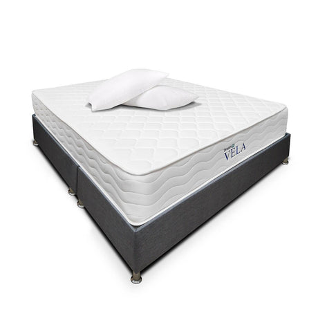 Combo Base Cama y Colchón DreamOn Vela Gris King 200 cm Rectangular con Dos Almohadas - Combos Habitacion | Bylmo
