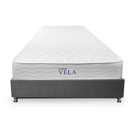 Combo Base Cama y Colchón DreamOn Vela Gris Semidoble 120 cm Rectangular con Una Almohada - Combos Habitacion | Bylmo