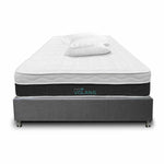 Combo Base Cama y Colchón DreamOn Volans Gris Queen 160 cm Rectangular con Dos Almohadas