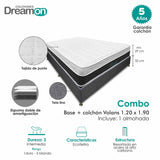 Combo Base Cama y Colchón DreamOn Volans Gris Semidoble 120 cm Rectangular con Una Almohada - Combos Habitacion | Bylmo