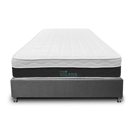 Combo Base Cama y Colchón DreamOn Volans Gris Sencilla 100 cm Rectangular con Una Almohada - Combos Habitacion | Bylmo