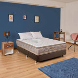 Combo Base Cama y Colchón Galaxy Beige y Plata Queen 160 cm con Dos Almohadas y Protector - Combos Habitacion | Bylmo