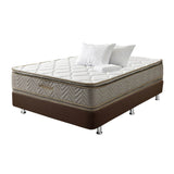 Combo Base Cama y Colchón Galaxy Cafe Doble 140 cm Rectangular con Dos Almohadas y Protector - Combos Habitacion | Bylmo