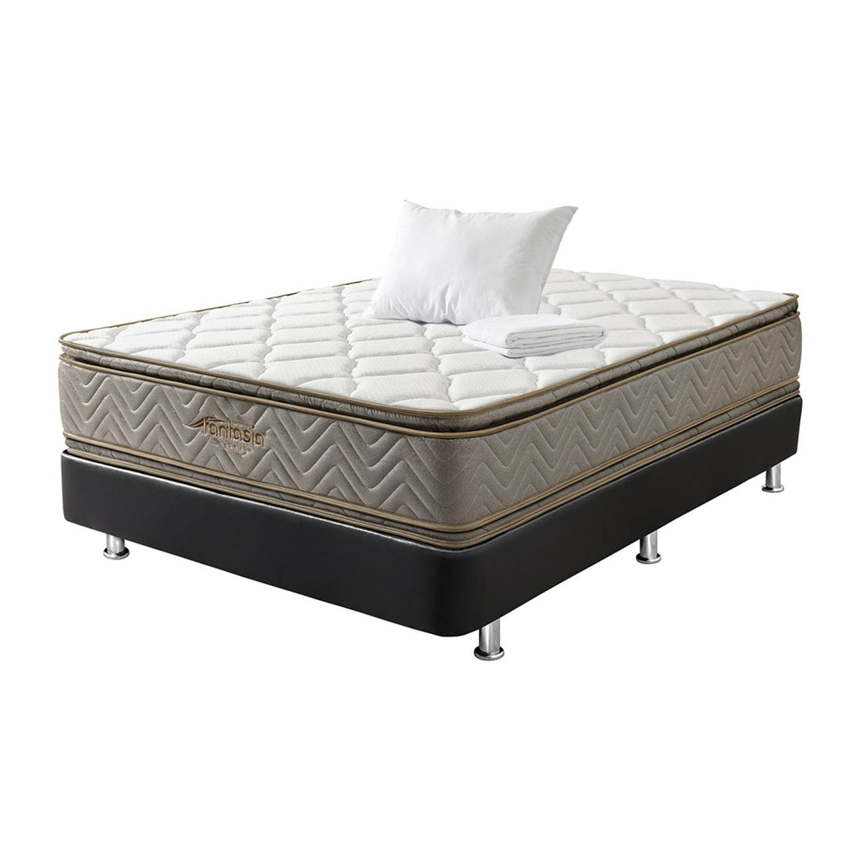 Combo Base Cama y Colchón Galaxy Negro Semidoble 120 cm con Una Almohada y Protector - Combos Habitacion | Bylmo