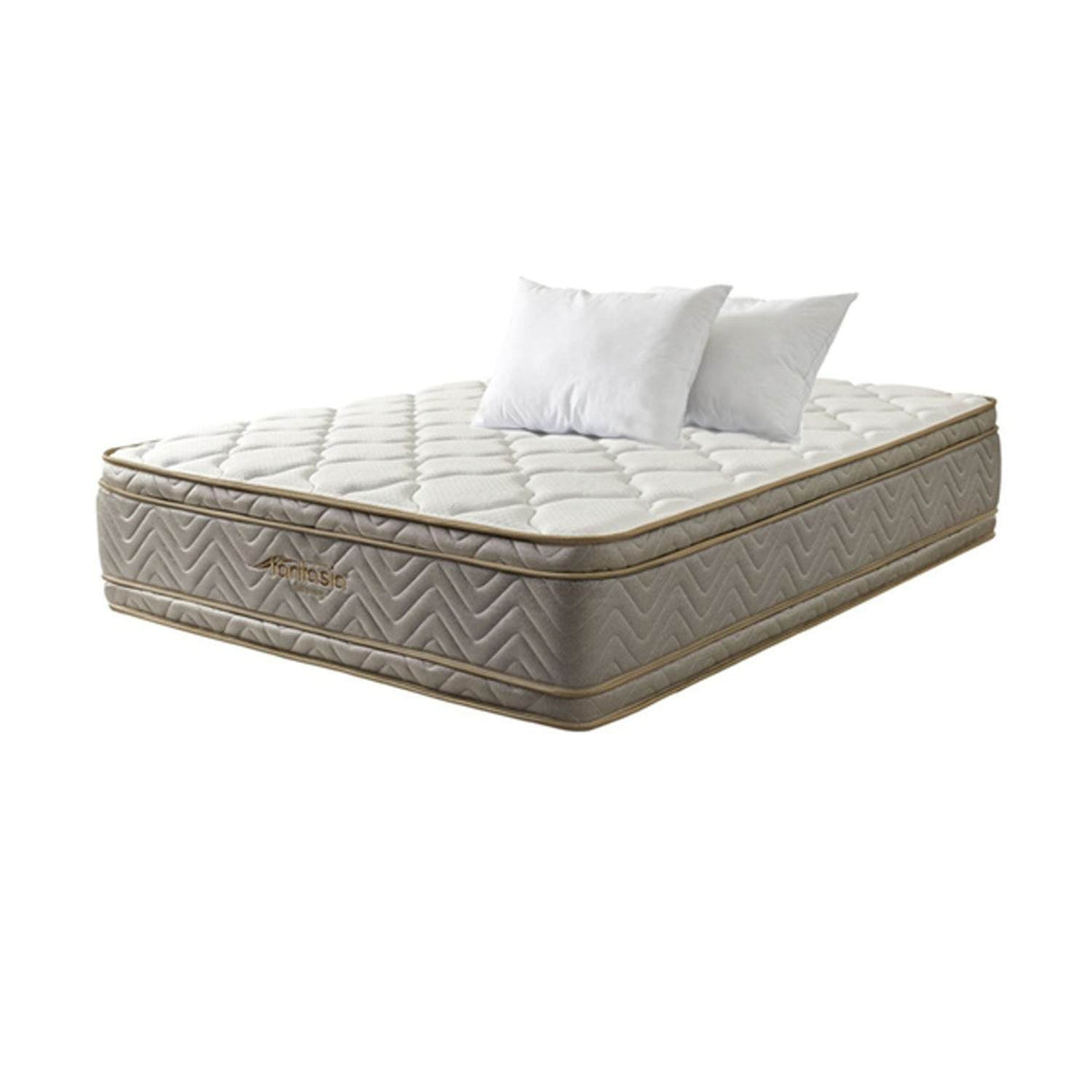 Combo Base Cama y Colchón Optims Beige y Plata Doble 140 cm con Dos Almohadas y Protector - Combos Habitacion | Bylmo