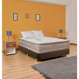 Combo Base Cama y Colchón Optims Beige y Plata Doble 140 cm con Dos Almohadas y Protector - Combos Habitacion | Bylmo
