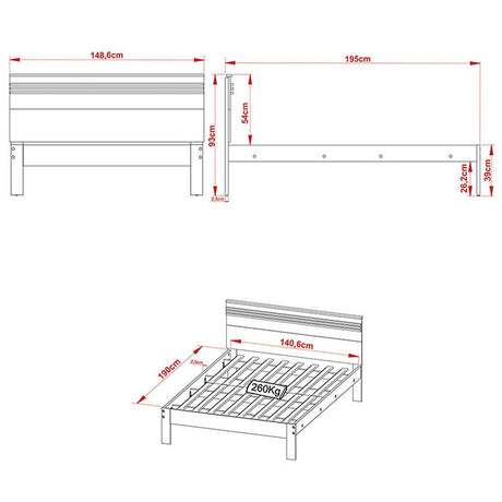 Combo Cama y Mesas de Noche Kaia Doble 140 cm Almendra y Blanco - Camas | Bylmo