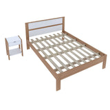Combo Cama y Mesa de Noche Viena Doble 140 cm Almendra y Blanco - Camas | Bylmo