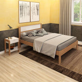 Combo Cama y Mesa de Noche Viena Doble 140 cm Almendra y Blanco - Camas | Bylmo