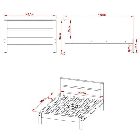 Combo Cama y Mesa de Noche Viena Doble 140 cm Almendra y Blanco - Camas | Bylmo