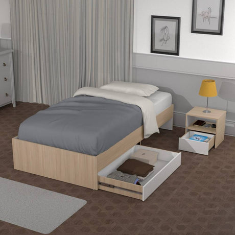 Combo Cama y Mesa de Noche Manzano 104.4x36cm para Colchón Sencillo sin Colchón y sin Cabecero - Camas | Bylmo