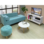 Combo Sala Chaise Long Verde Menta 163 cm con Sofa Puff Mesa para TV y Mesa de Centro