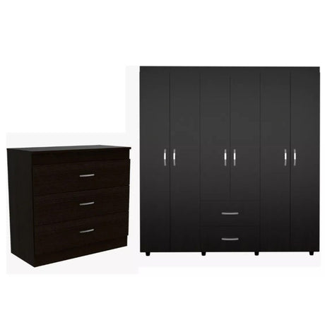 Combo Closet y Cómoda Bariloche Melia Wengue 170 cm Rectangulares con Cajones y Colgadero de Ropa - Combos Habitacion | Bylmo