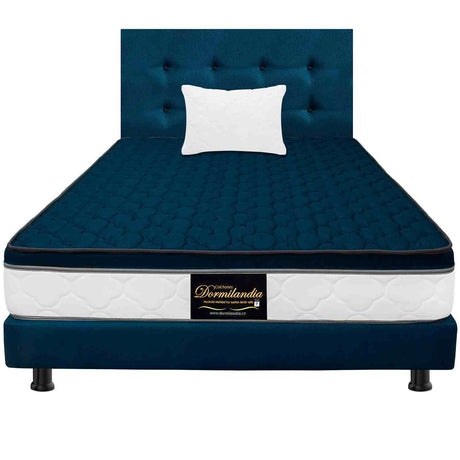 Combo Colchón y Base Cama Dublín Azul Sencillo 100 X 190 Cm Medio Firme Ortopedico e Hipoalergénico - Combos Habitacion | Bylmo