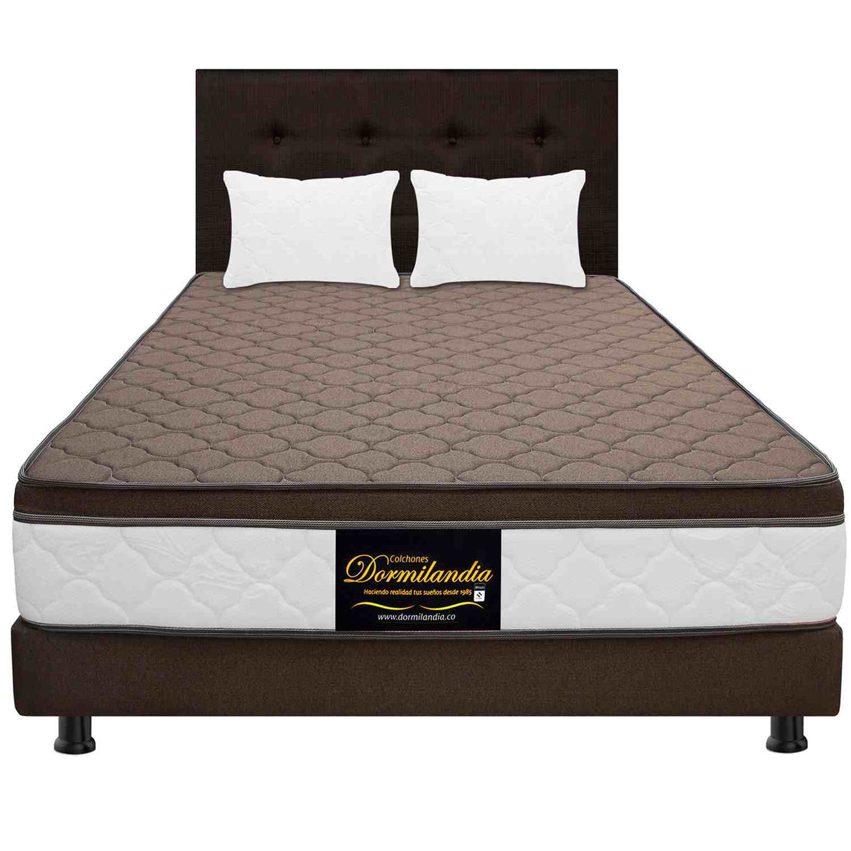 Combo Colchón y Base Cama Dublín Cafe King 200 X 200 Cm Medio Firme Ortopedico e Hipoalergénico - Combos Habitacion | Bylmo