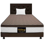 Combo Colchón Dublín Café Sencilla 100 cm Rectangular con Base Cama, Cabecero y Una Almohada