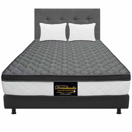 Combo Colchón y Base Cama Dublín Gris Semidoble 120 X 190 Cm Medio Firme Ortopedico e Hipoalergénico - Combos Habitacion | Bylmo