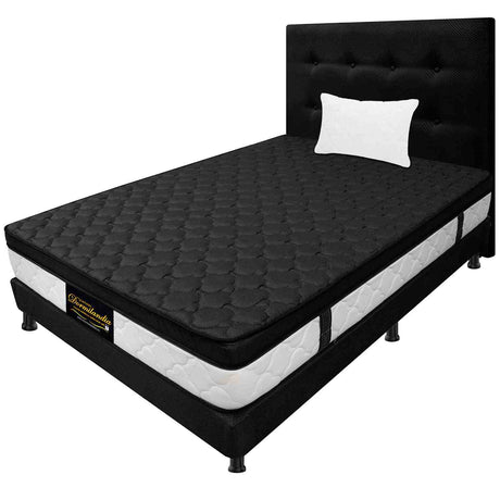 Combo Colchón y Base Cama Dublín Negro Sencillo 100 X 190 Cm Medio Firme Ortopedico e Hipoalergénico - Combos Habitacion | Bylmo