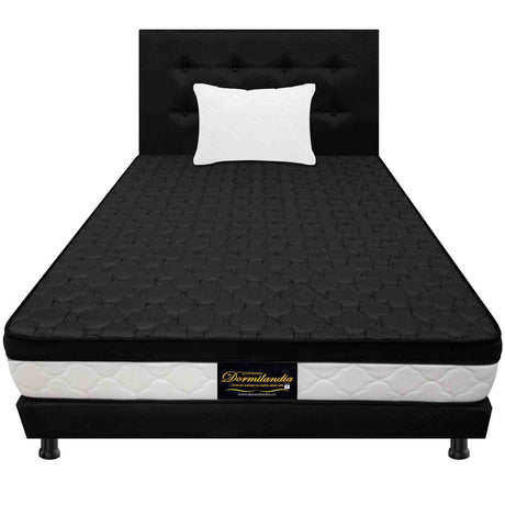 Combo Colchón y Base Cama Dublín Negro Sencillo 100 X 190 Cm Medio Firme Ortopedico e Hipoalergénico - Combos Habitacion | Bylmo