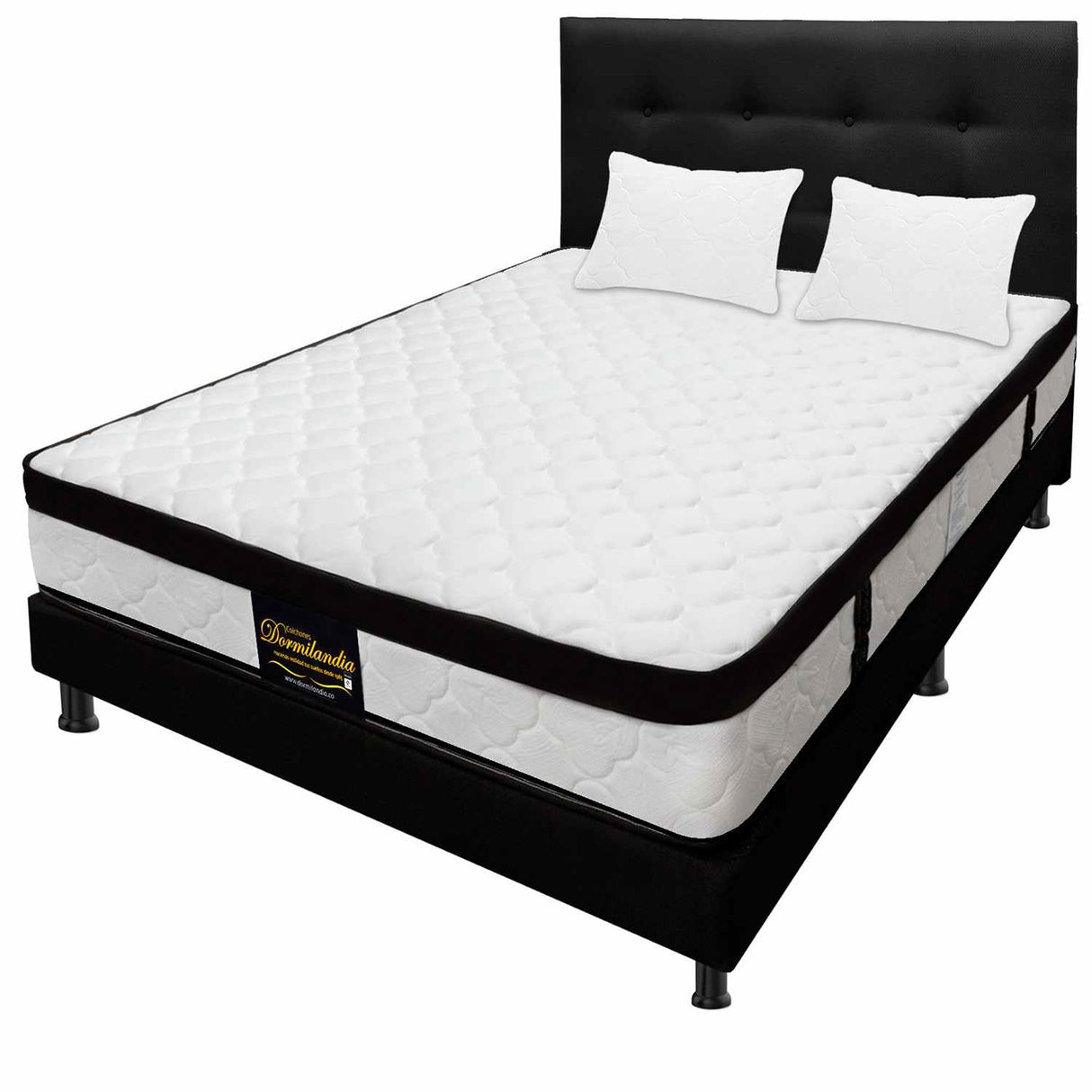 Combo Colchón y Base Cama Versalles Negro Doble 140 X 190 Cm Medio Firme Ortopedico e Hipoalergénico - Combos Habitacion | Bylmo