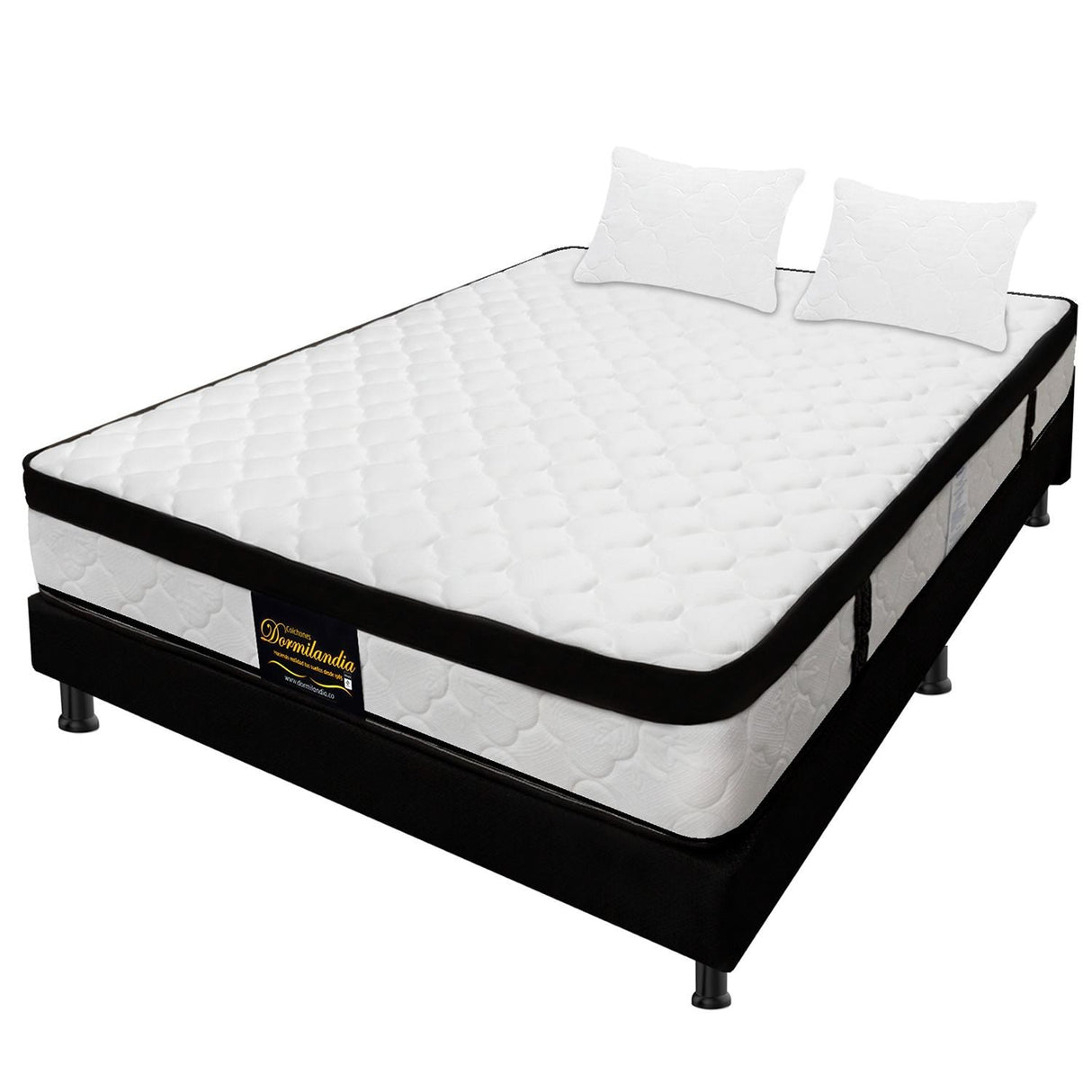 Combo Colchón y Base Cama Versalles Negro Doble 140 X 190 Cm Medio Firme Ortopedico e Hipoalergénico - Combos Habitacion | Bylmo