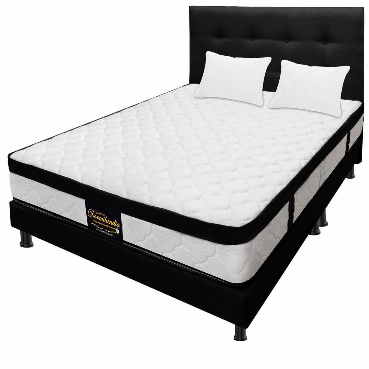 Combo Colchón y Base Cama Versalles Negro King 200 X 200 Cm Medio Firme Ortopedico e Hipoalergénico - Combos Habitacion | Bylmo