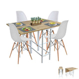 Combo Comedor Plegable y Sillas Pro Vienes y Blanco 128 cm de Cuatro Puestos - Comedores | Bylmo