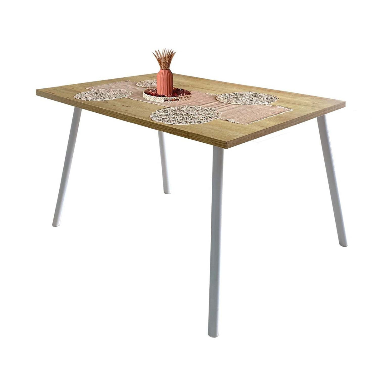 Combo Comedor y Sillas Comedus Duna 120 cm de Seis Puestos con Cuatro Sillas Blancas - Comedores | Bylmo