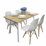 Combo Comedor y Sillas Comedus Duna 120 cm de Seis Puestos con Cuatro Sillas Blancas - Comedores | Bylmo