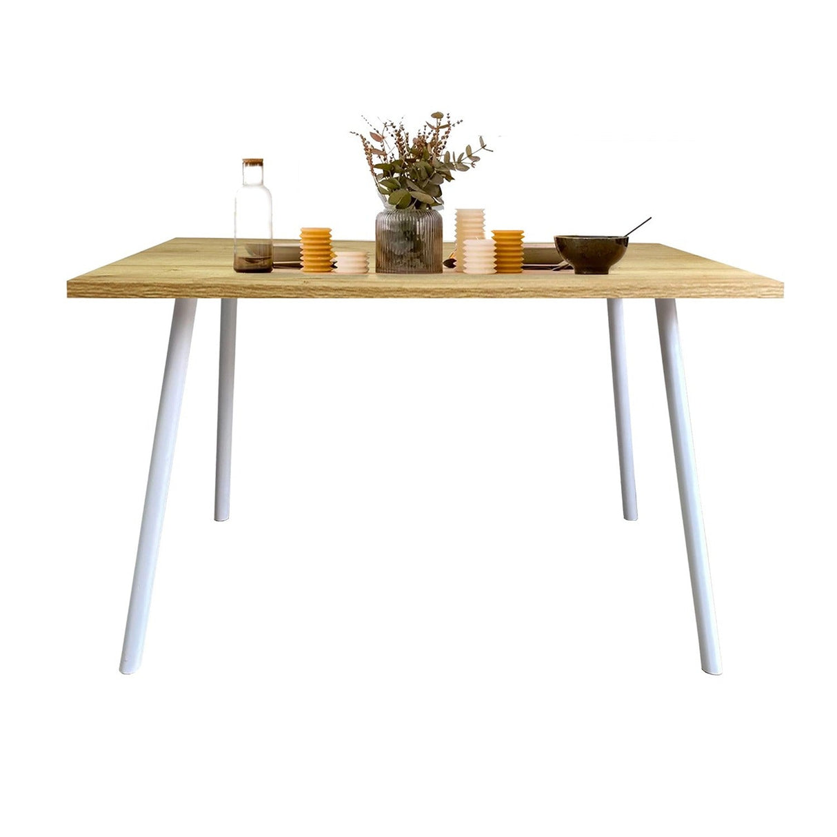 Combo Comedor y Sillas Comedus Duna 120 cm de Seis Puestos con Cuatro Sillas Blancas - Comedores | Bylmo