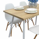 Combo Comedor y Sillas Comedus Duna 120 cm de Seis Puestos con Cuatro Sillas Blancas - Comedores | Bylmo