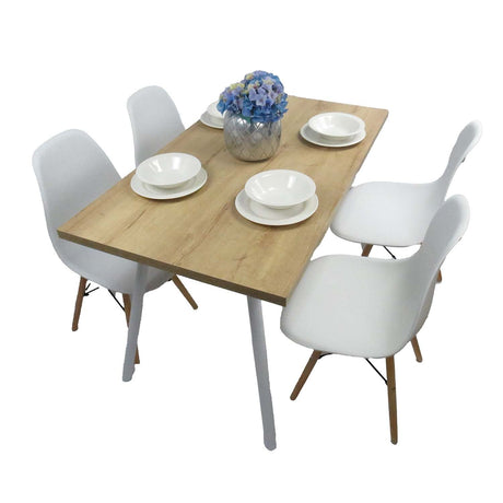 Combo Comedor y Sillas Comedus Duna 120 cm de Seis Puestos con Cuatro Sillas Blancas - Comedores | Bylmo