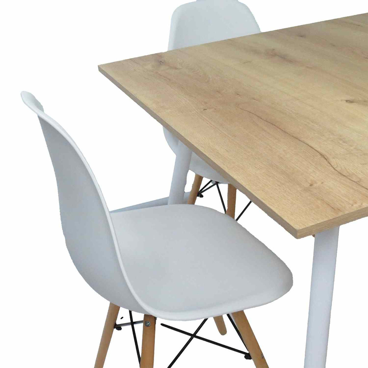 Combo Comedor y Sillas Comedus Duna 90 cm de Cuatro Puestos con Cuatro Sillas Blancas - Comedores | Bylmo