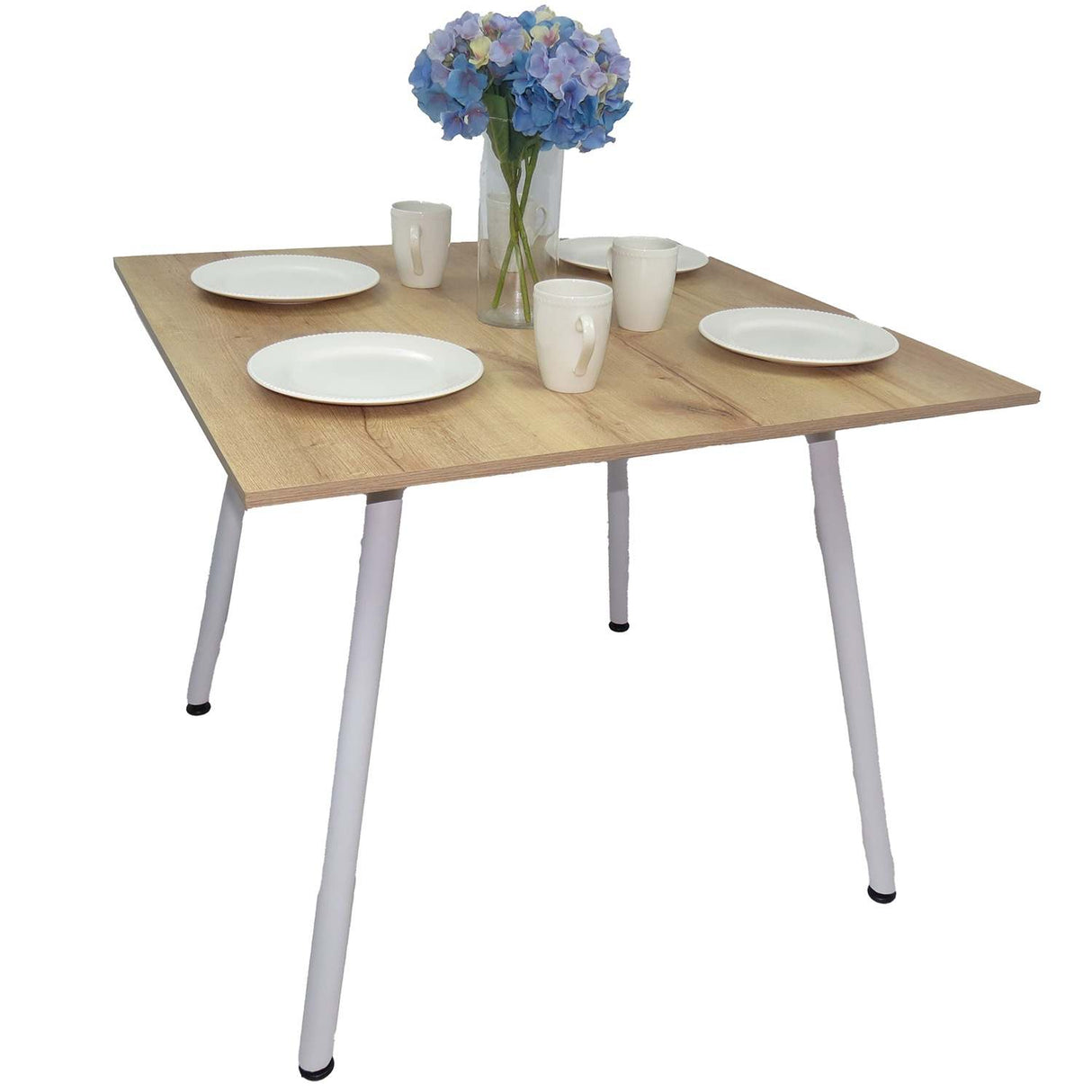 Combo Comedor y Sillas Comedus Duna 90 cm de Cuatro Puestos con Cuatro Sillas Blancas - Comedores | Bylmo