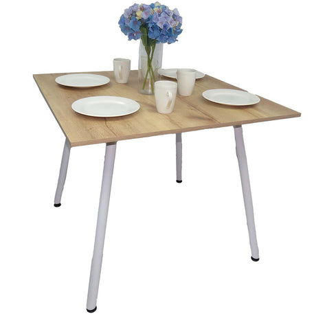 Combo Comedor y Sillas Comedus Duna 90 cm de Cuatro Puestos con Cuatro Sillas Blancas - Comedores | Bylmo