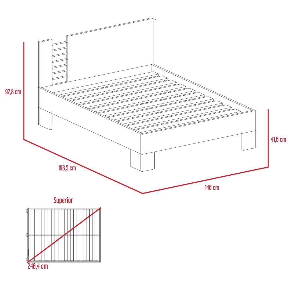Combo Cama, Mesas de Noche y Rack para TV duna 146x92.8cm para Colchón Doble 140 X 190 Cm con Cabecero - Camas | Bylmo