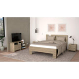 Combo Cama, Mesas de Noche y Rack para TV Doble 140 cm Rovere - Camas | Bylmo