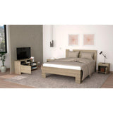 Combo Cama, Mesas de Noche y Rack para TV Doble 140 cm Rovere - Camas | Bylmo